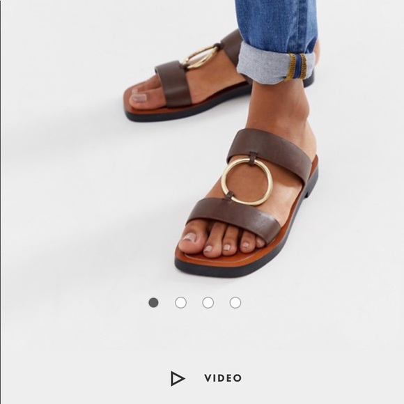 ASOS DESIGN Fresco premium leather ring detail mules - Picture 1 of 6